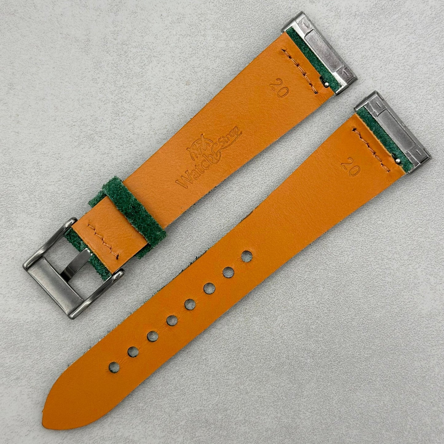 The Capri: Hunter Green Suede Fitbit Versa/Sense Watch Strap