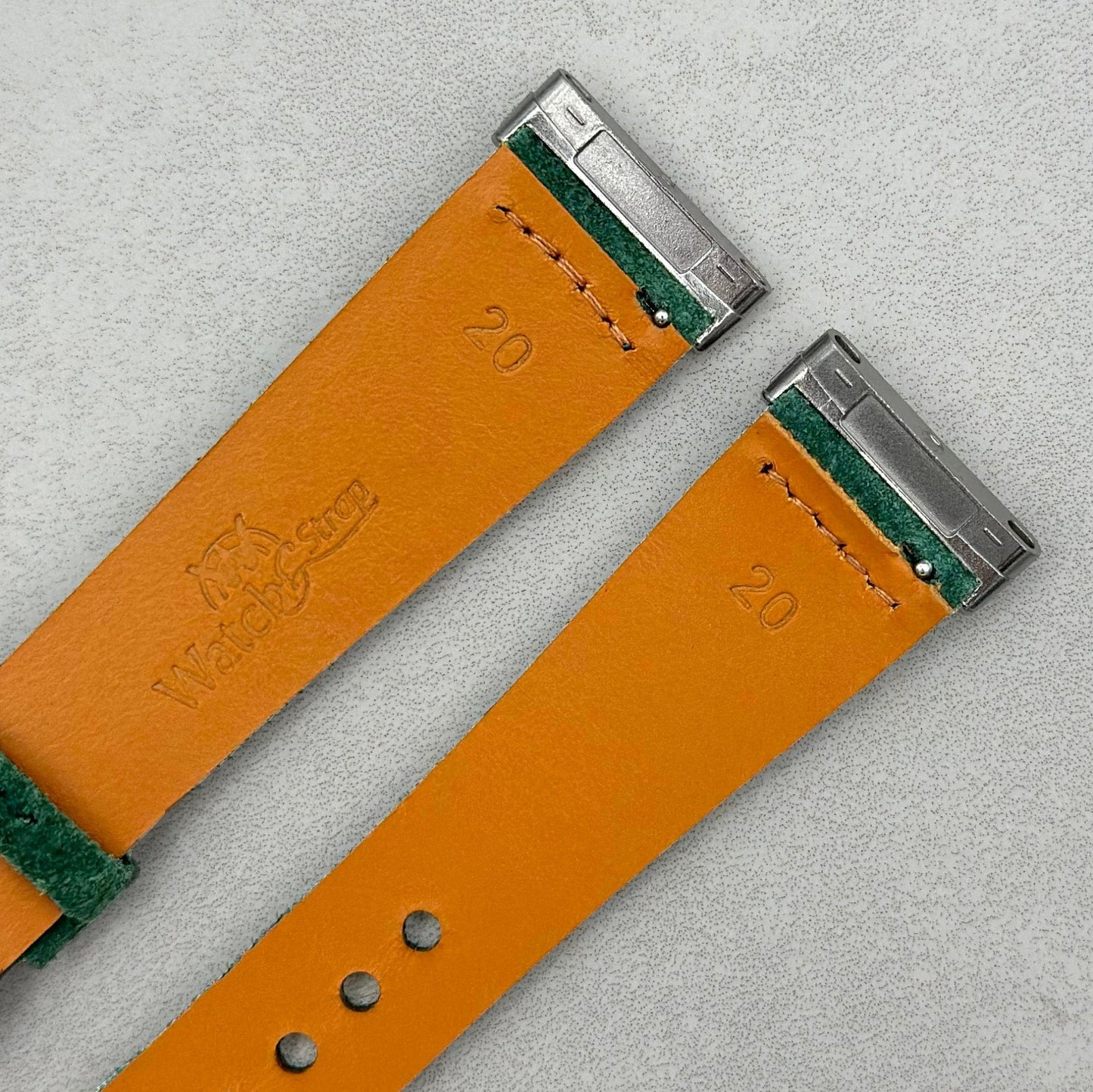 The Capri: Hunter Green Suede Fitbit Versa/Sense Watch Strap