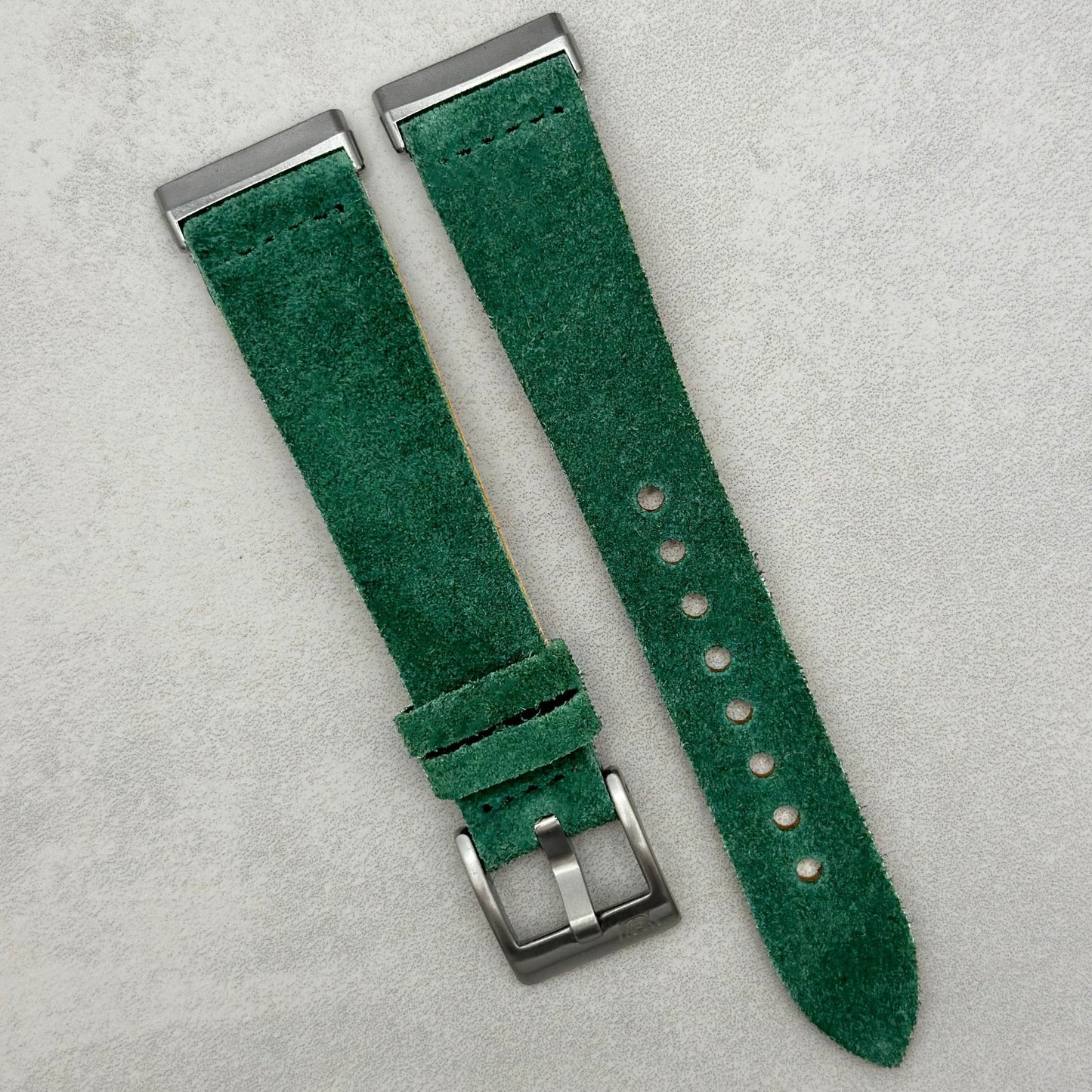 The Capri: Hunter Green Suede Fitbit Versa/Sense Watch Strap