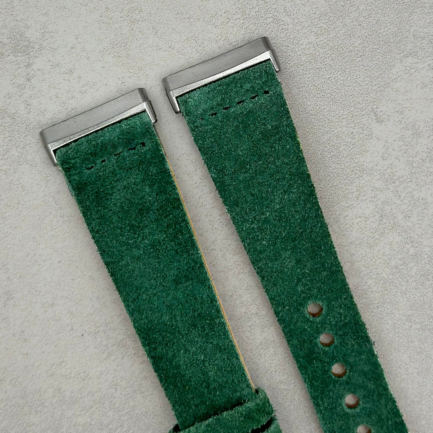 The Capri: Hunter Green Suede Fitbit Versa/Sense Watch Strap