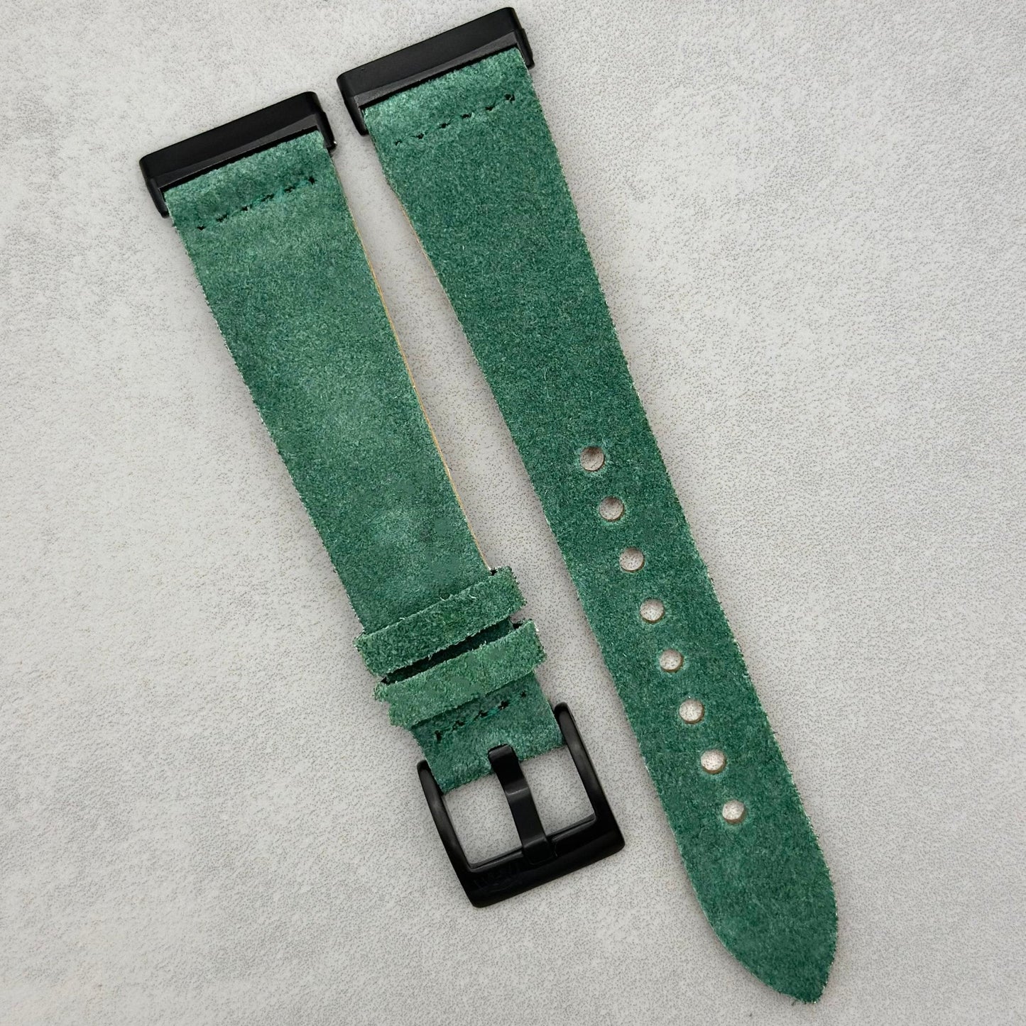 The Capri: Hunter Green Suede Fitbit Versa/Sense Watch Strap