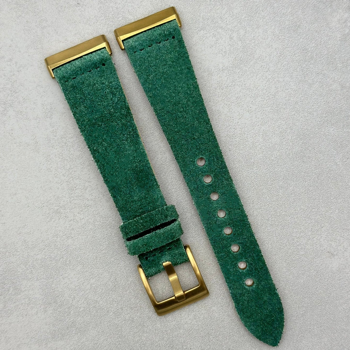 The Capri: Hunter Green Suede Fitbit Versa/Sense Watch Strap