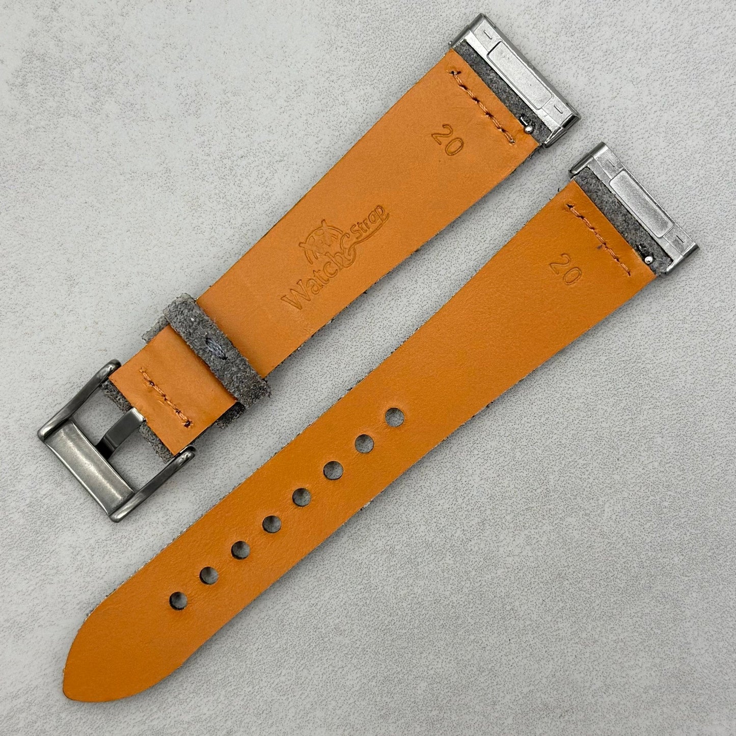 The Capri: Light Grey Suede Fitbit Versa/Sense Watch Strap