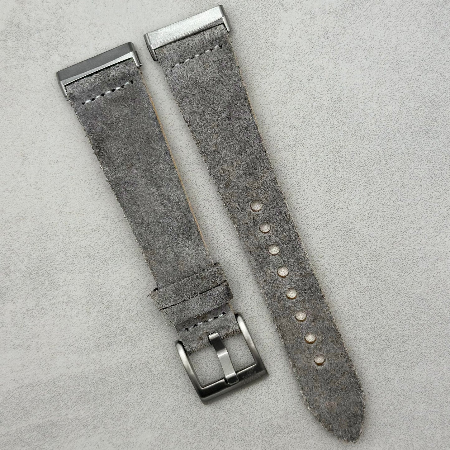 The Capri: Light Grey Suede Fitbit Versa/Sense Watch Strap