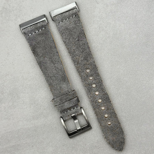 The Capri: Light Grey Suede Fitbit Versa/Sense Watch Strap