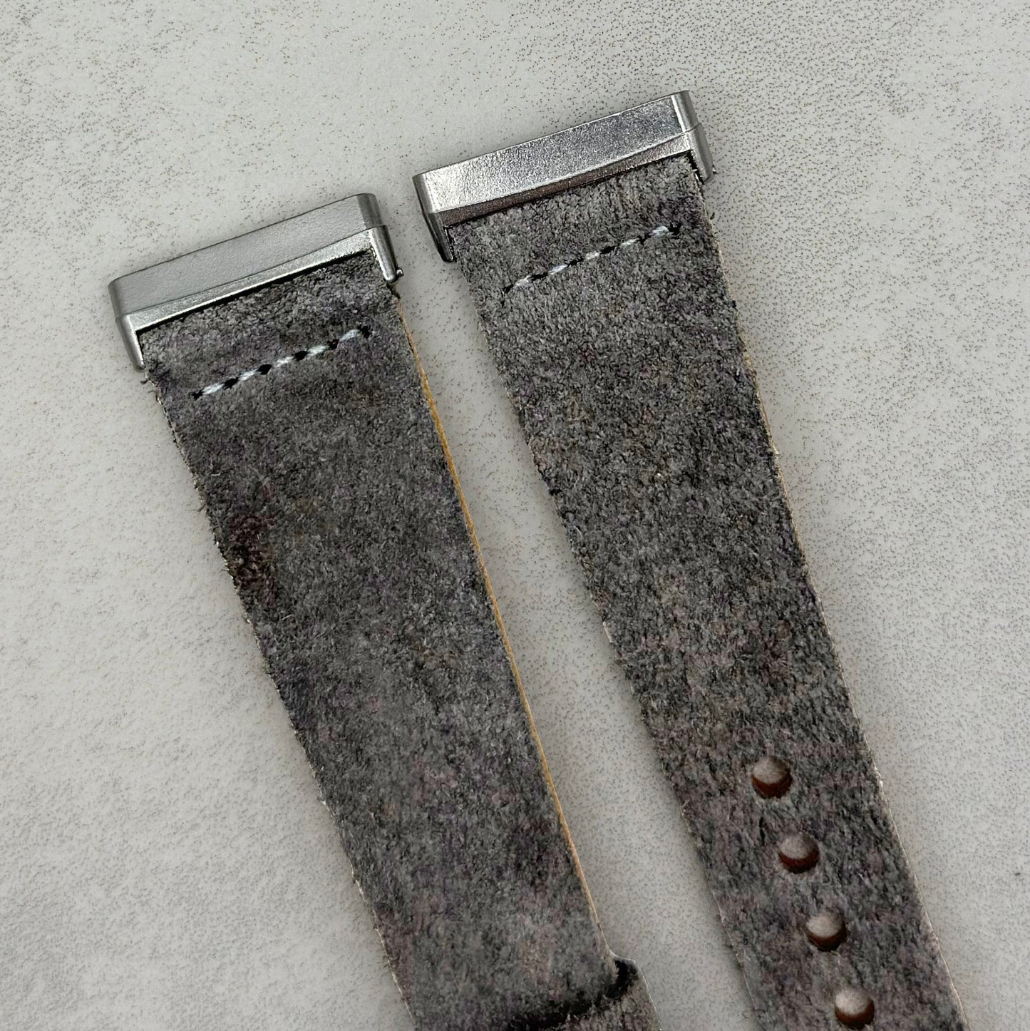 The Capri: Light Grey Suede Fitbit Versa/Sense Watch Strap