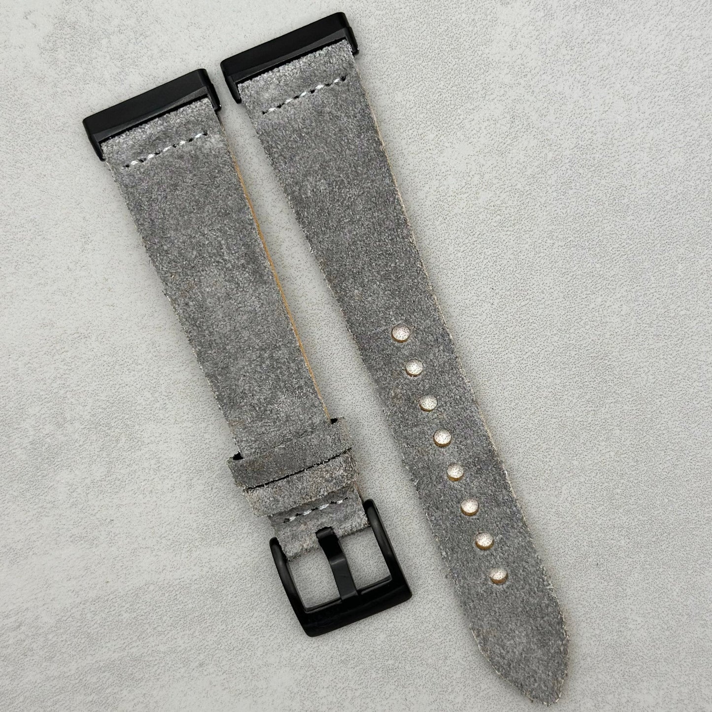 The Capri: Light Grey Suede Fitbit Versa/Sense Watch Strap