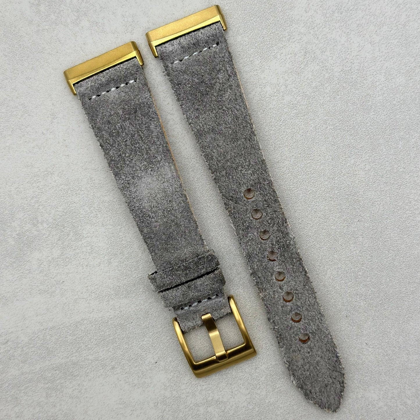 The Capri: Light Grey Suede Fitbit Versa/Sense Watch Strap