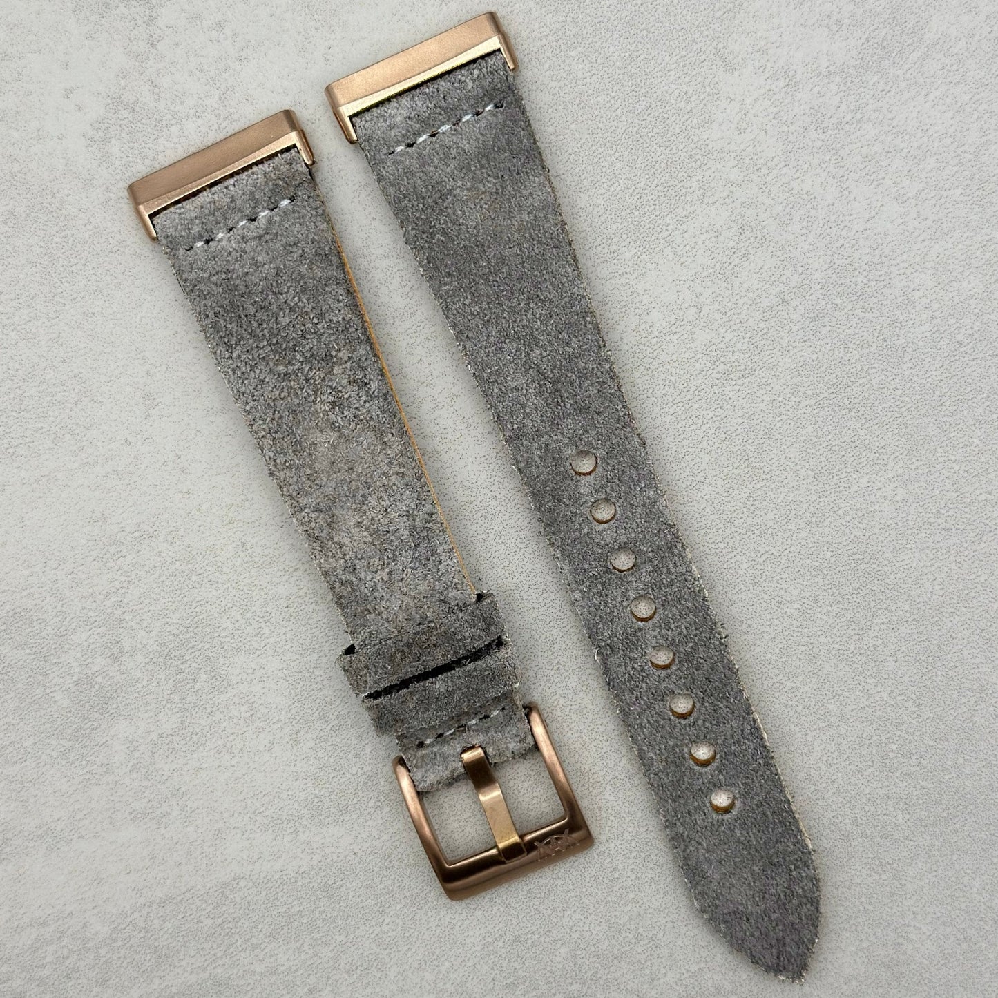 The Capri: Light Grey Suede Fitbit Versa/Sense Watch Strap