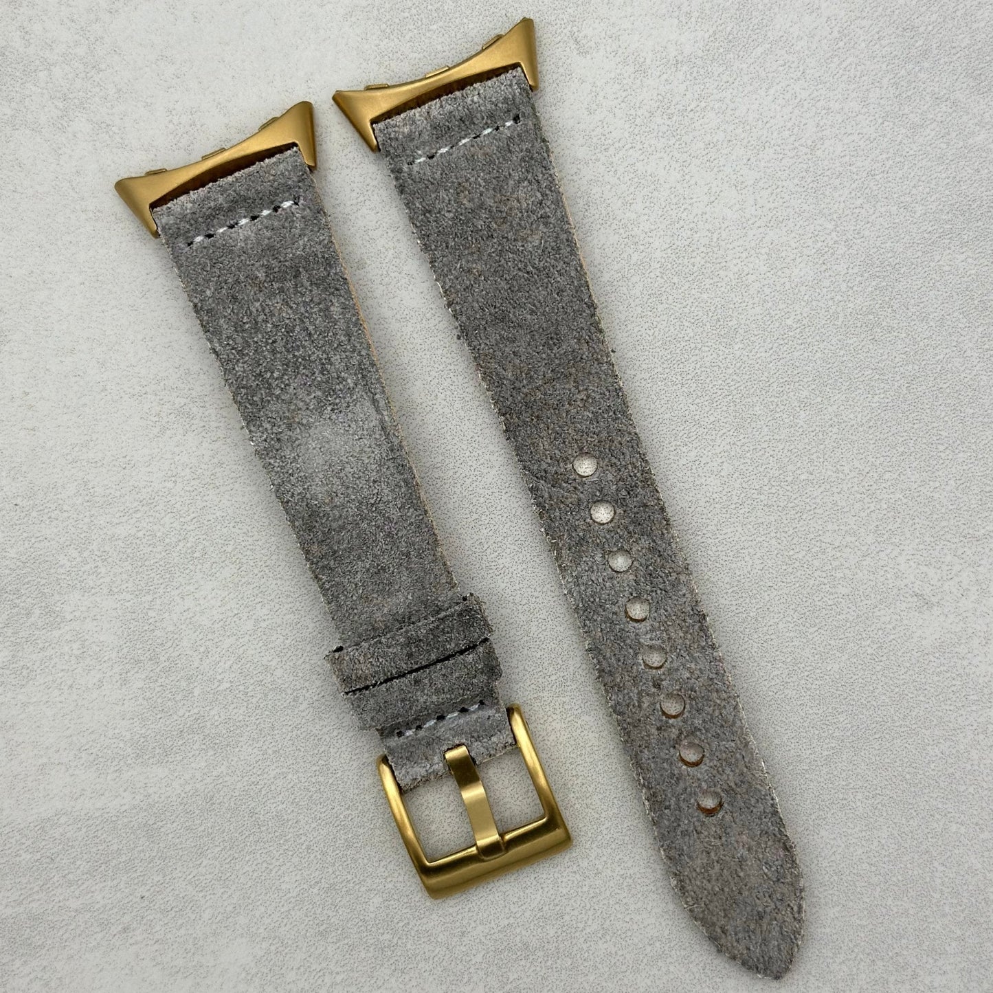 The Capri: Light Grey Suede Google Pixel Watch Strap
