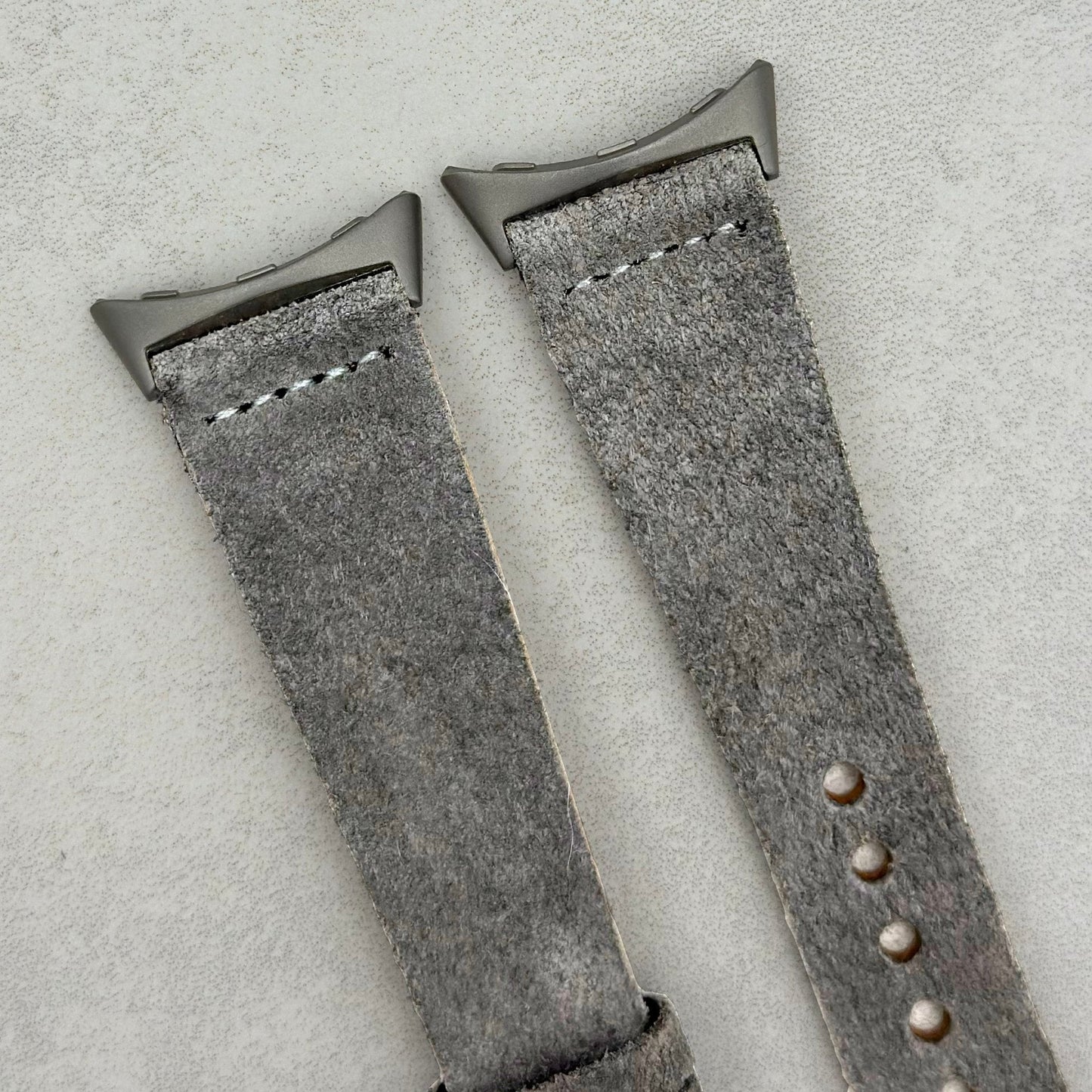 The Capri: Light Grey Suede Google Pixel Watch Strap