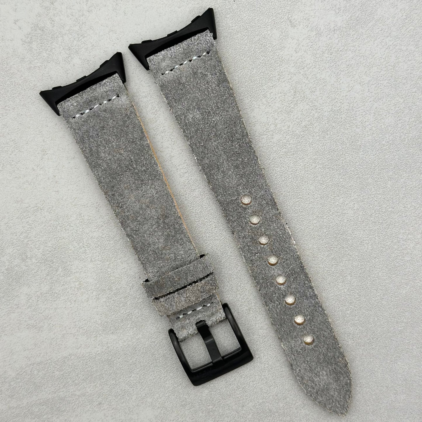 The Capri: Light Grey Suede Google Pixel Watch Strap