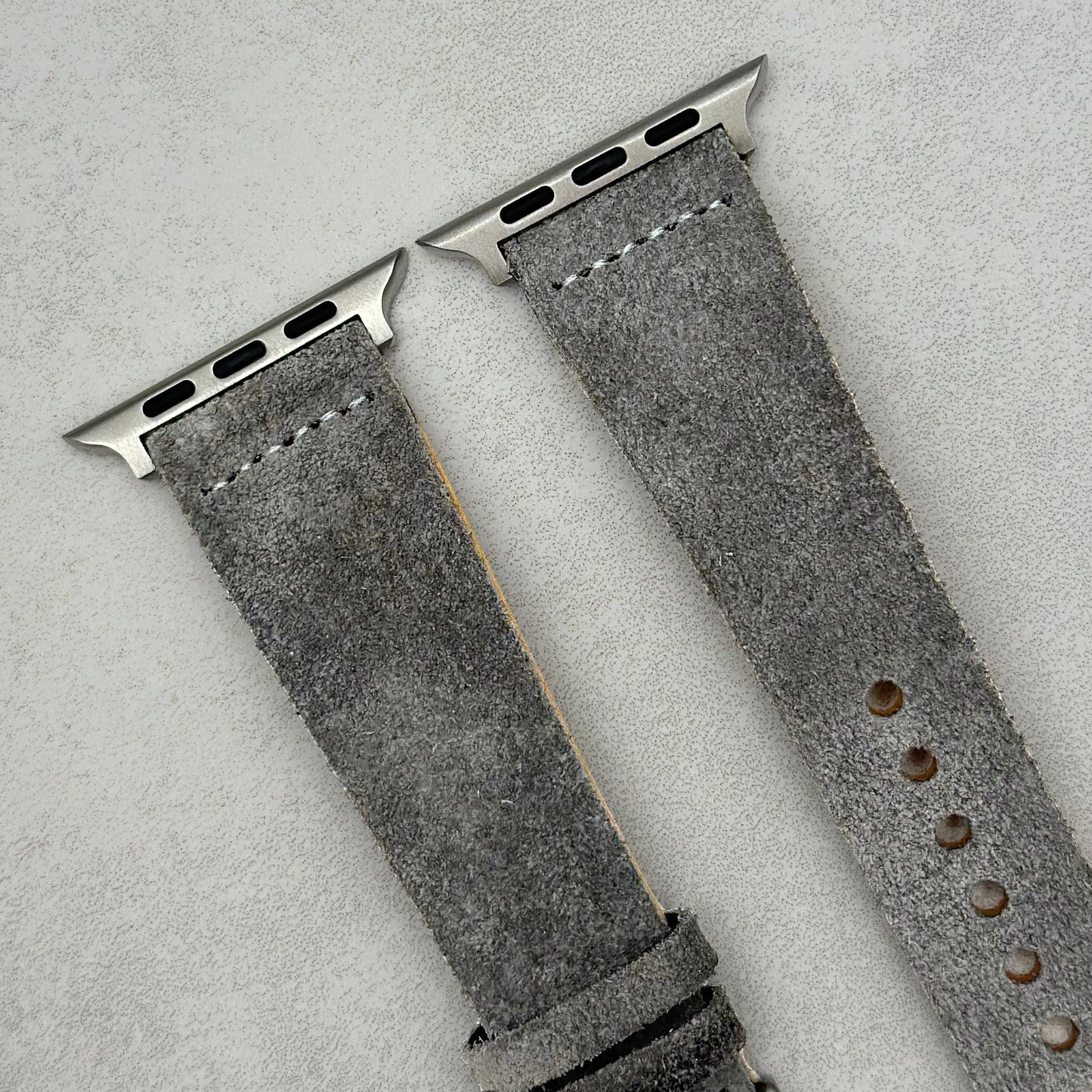 The Capri: Light Grey Suede Apple Watch Strap