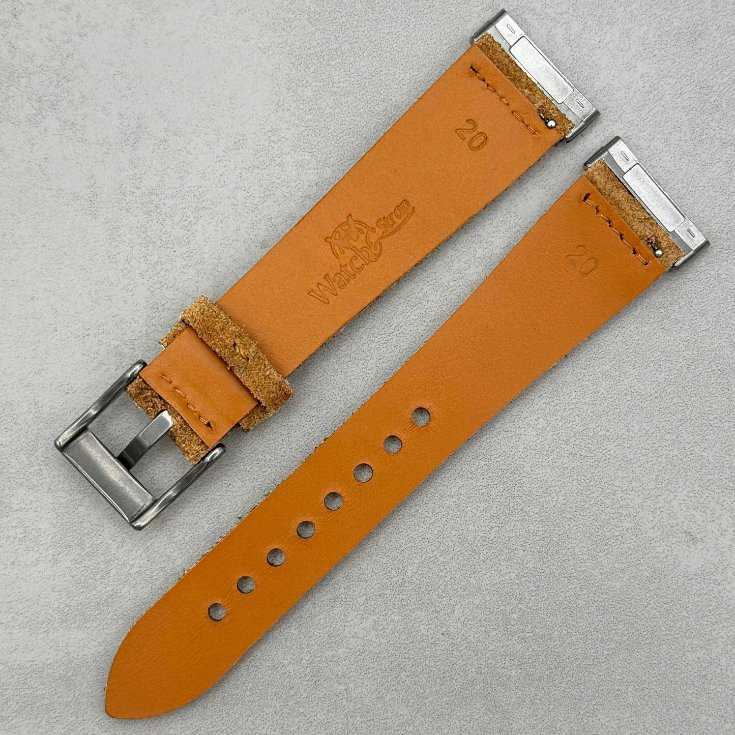 The Capri: Sand Tan Suede Fitbit Versa/Sense Watch Strap