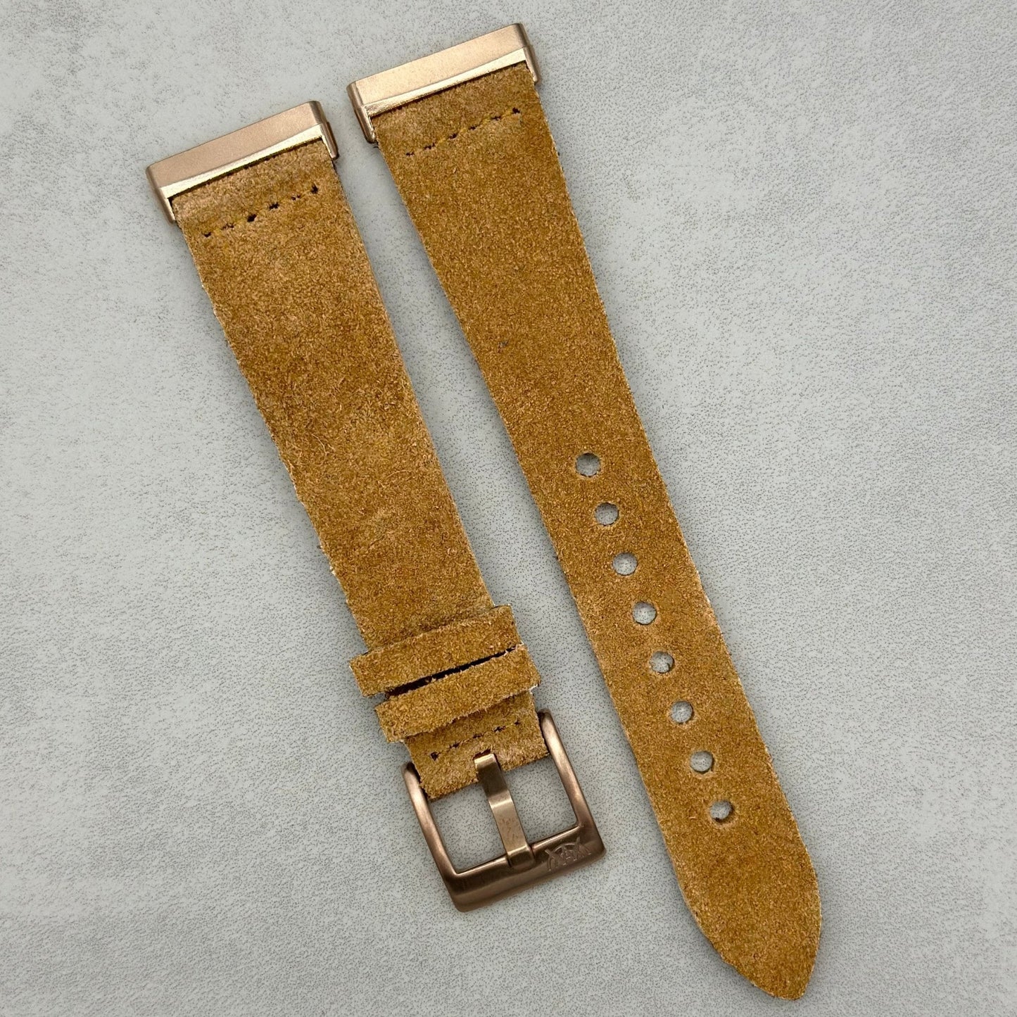 The Capri: Sand Tan Suede Fitbit Versa/Sense Watch Strap
