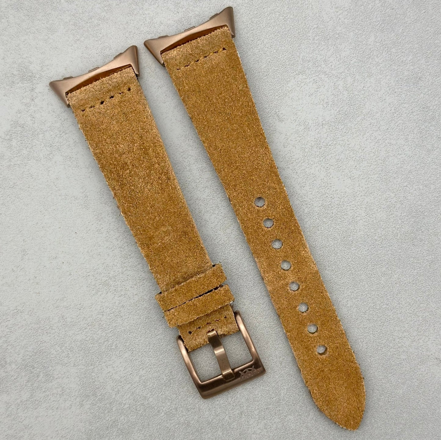 The Capri: Sand Tan Suede Google Pixel Watch Strap
