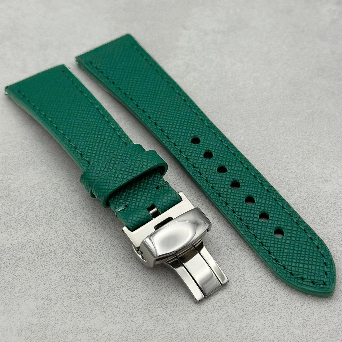 The Florence: Emerald Green Saffiano Leather Samsung Galaxy Watch Ultra Strap