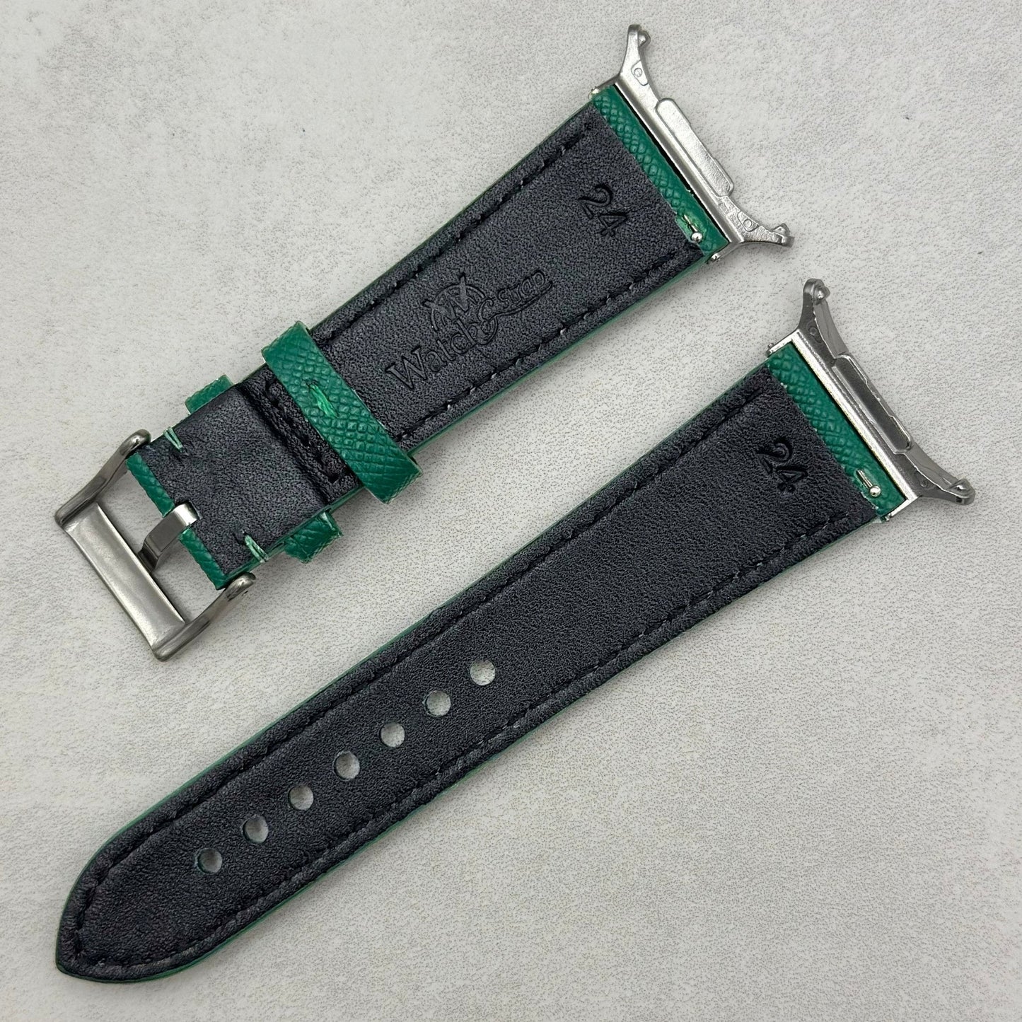 The Florence: Emerald Green Saffiano Leather Samsung Galaxy Watch Ultra Strap