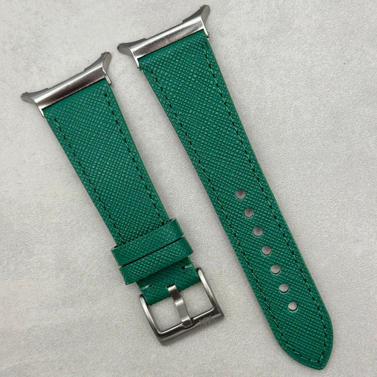 The Florence: Emerald Green Saffiano Leather Samsung Galaxy Watch Ultra Strap