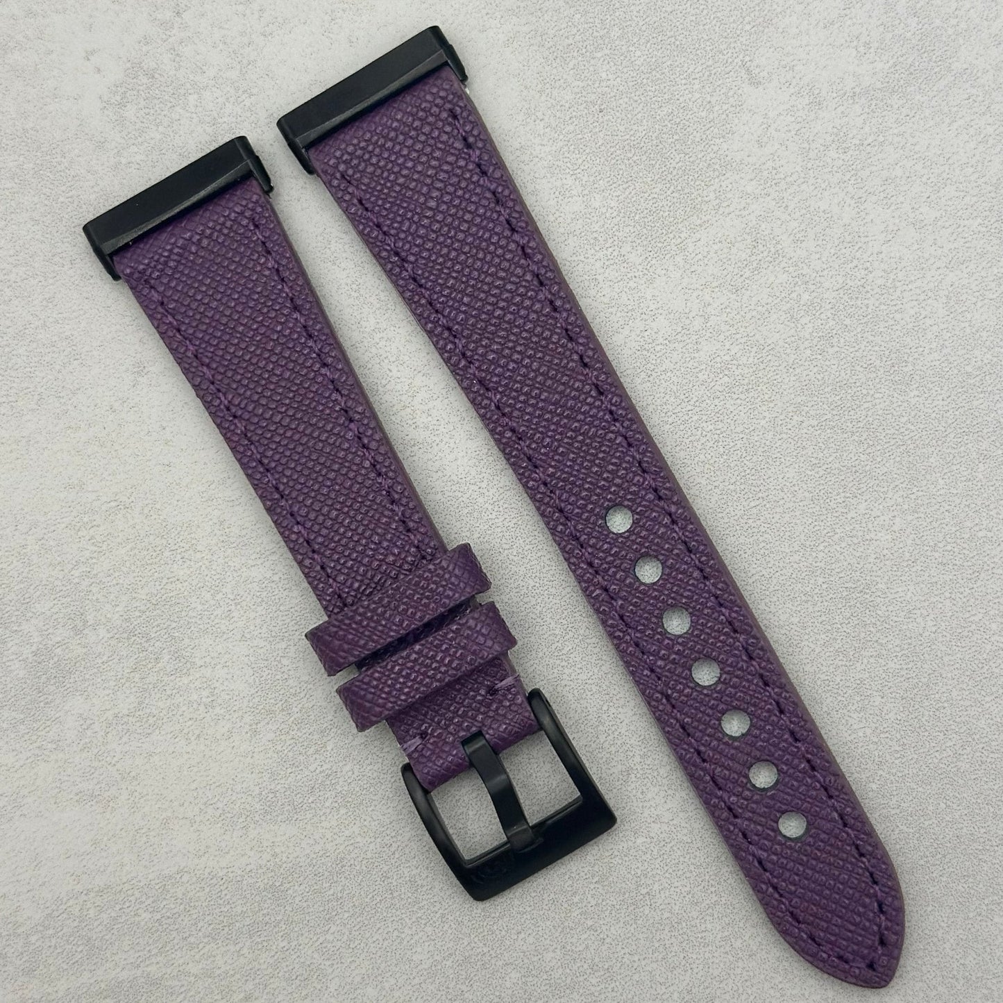 The Florence: Royal Purple Saffiano Leather Fitbit Sense/Versa Watch Strap