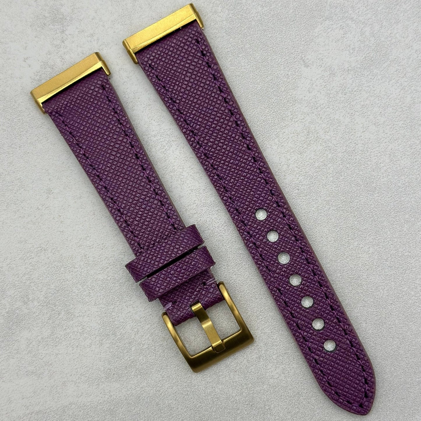 The Florence: Royal Purple Saffiano Leather Fitbit Sense/Versa Watch Strap