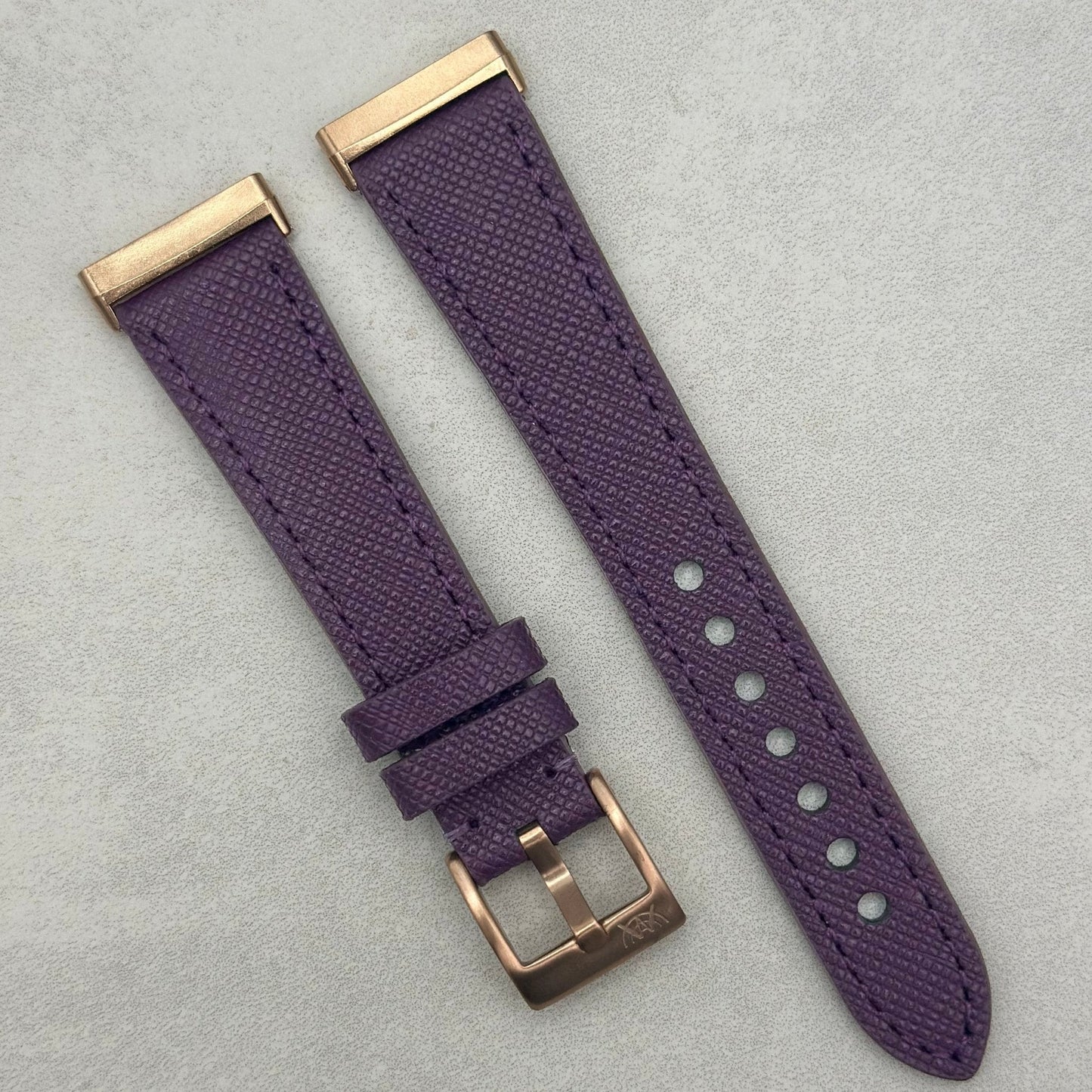The Florence: Royal Purple Saffiano Leather Fitbit Sense/Versa Watch Strap