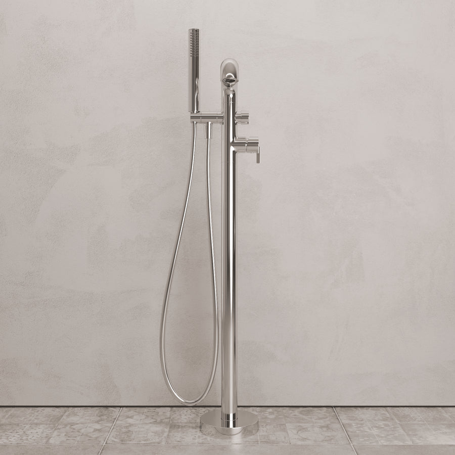 Lia Freestanding Bath Mixer with Shower Set - Chrome