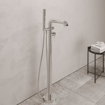 Lia Freestanding Bath Mixer with Shower Set - Chrome