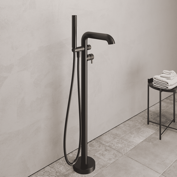 Lia Freestanding Bath Mixer with Shower Set - Black