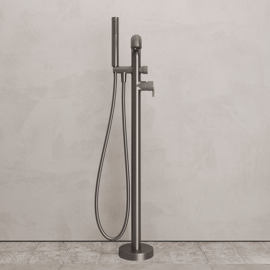 Lia Freestanding Bath Mixer with Shower Set - Titanium