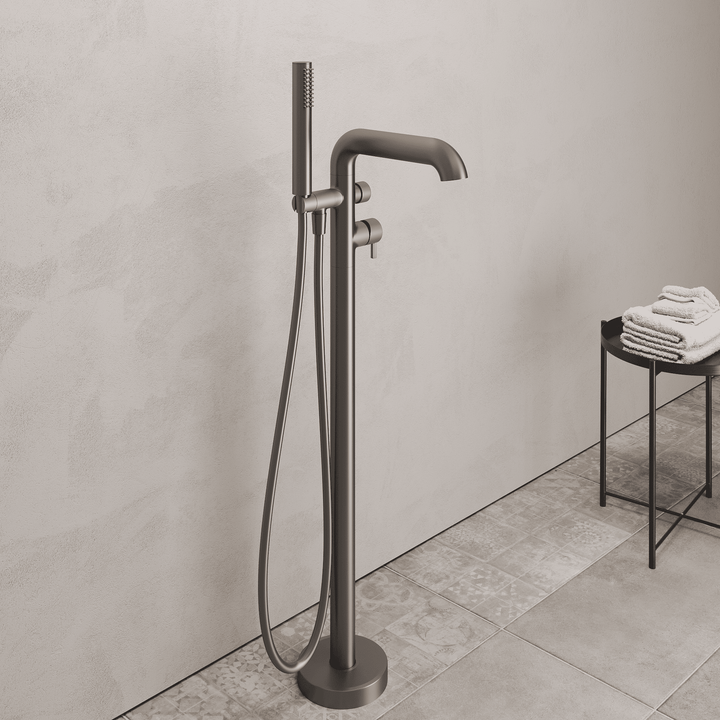 Lia Freestanding Bath Mixer with Shower Set - Titanium
