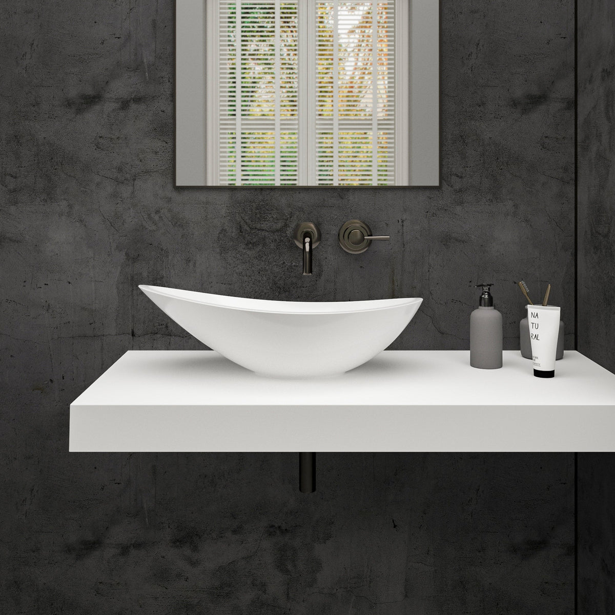 Ascenso Countertop Polished White Stone Basin 564
