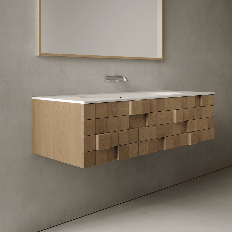 Arednt Real Oak 1240mm Vanity Unit - Single Drawer with Large Single Basin
