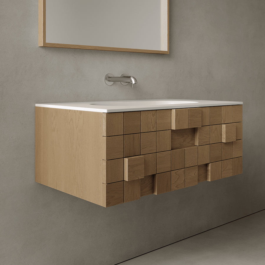Arednt Real Oak 830mm Vanity Unit - Single Drawer with Single Basin