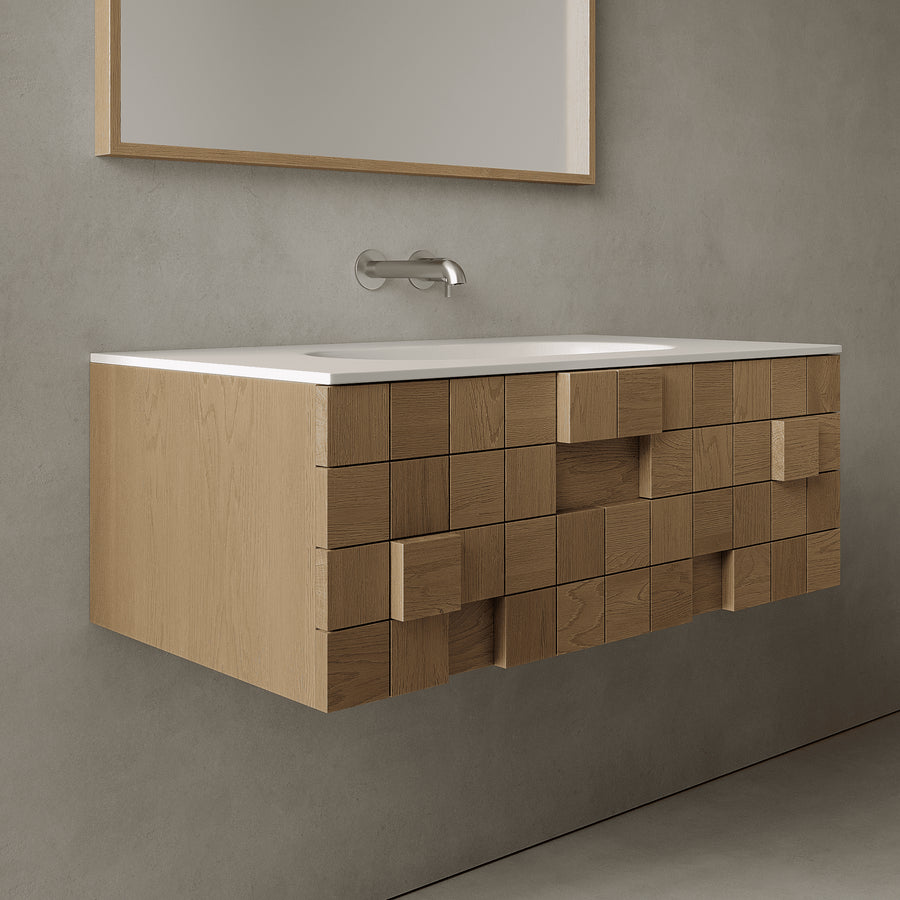 Arednt Real Oak 910mm Vanity Unit - Single Drawer with Single Basin