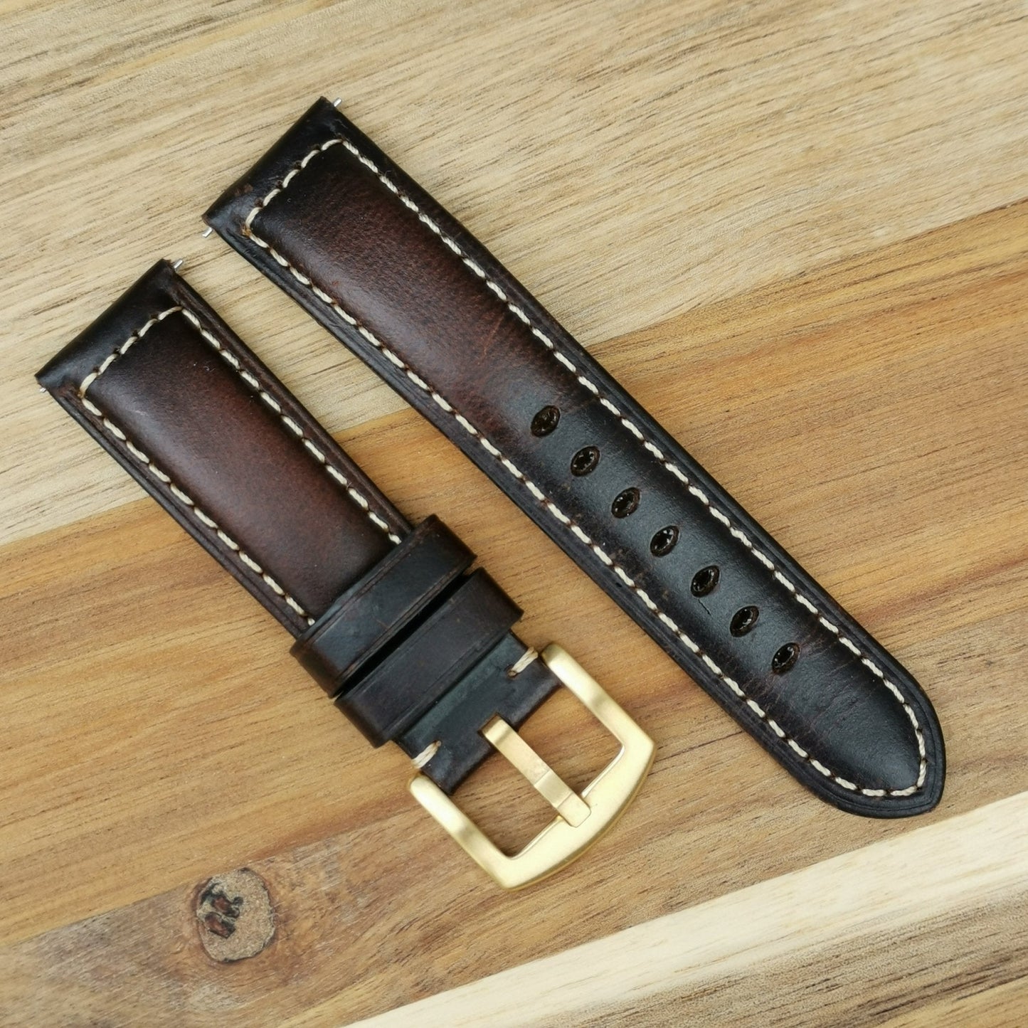 The Berlin: Cracked Brown Padded Leather Watch Strap