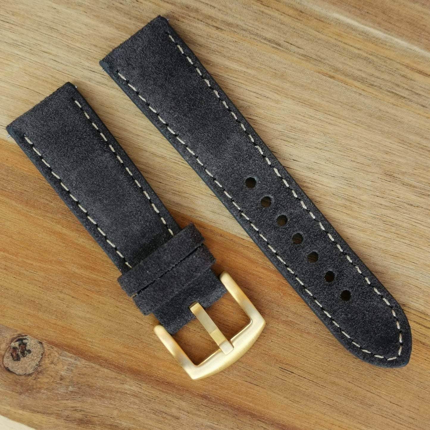 The Paris: Gunmetal Grey Padded Suede Watch Strap