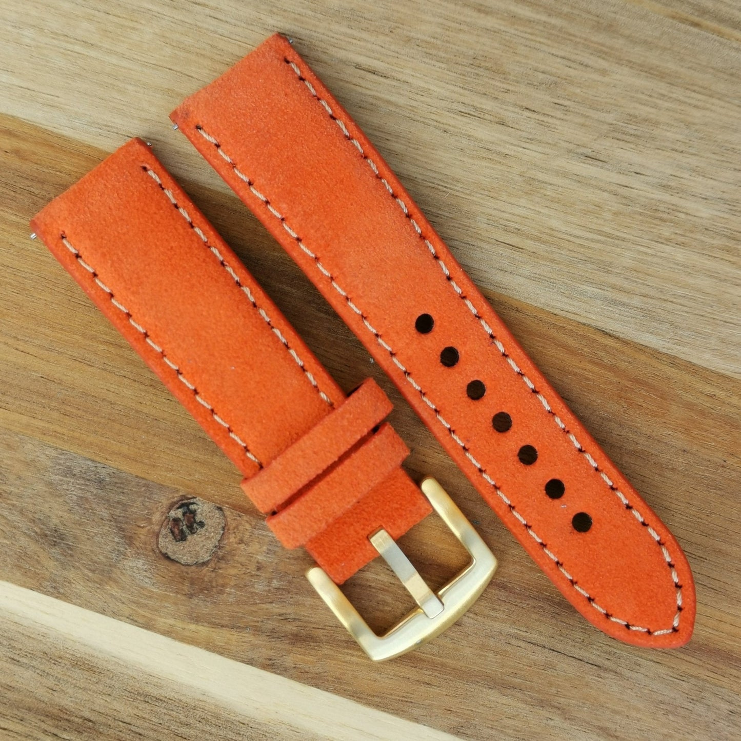 The Paris: Orange Padded Suede Watch Strap
