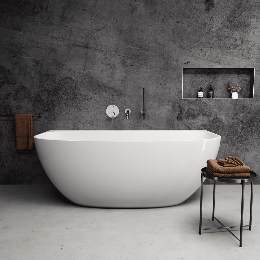 Iona Freestanding Back-to-wall Stone Bath 1600