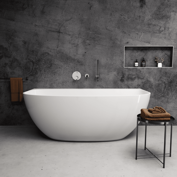 Iona Freestanding Back-to-wall Stone Bath 1600