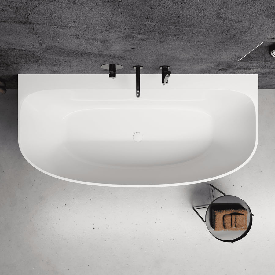 Iona Freestanding Back-to-wall Stone Bath 1600 - top view