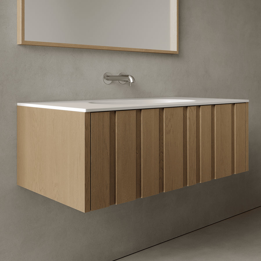 Lucen Real Oak 1000mm Vanity Unit - Single Drawer with Single Basin