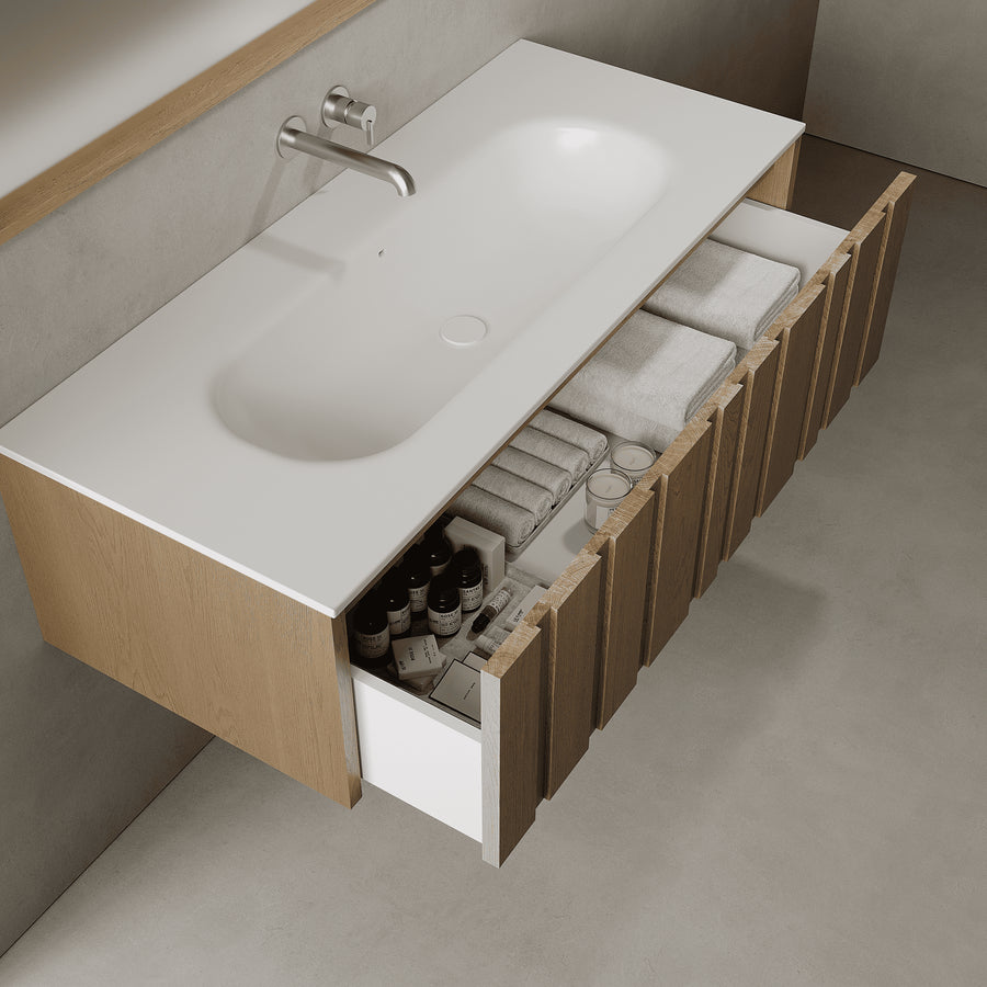 Lucen Real Oak 1200mm Vanity Unit - Single Drawer with Large Single Basin