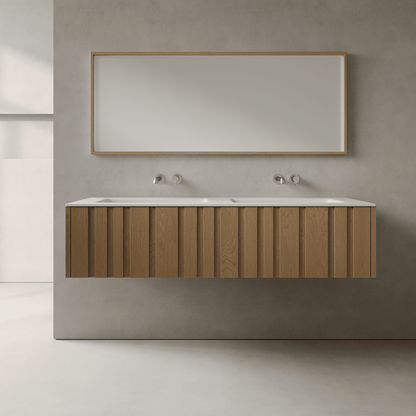 Lucen Real Oak 1500mm Vanity Unit - Single Drawer with Double basin
