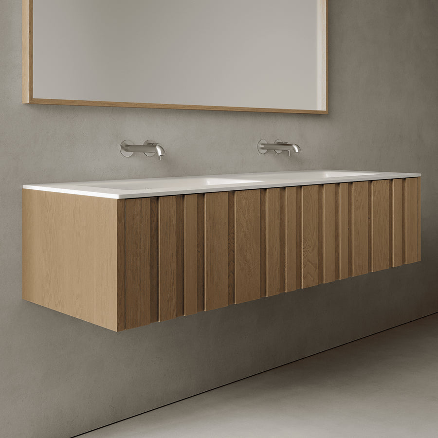 Lucen Real Oak 1500mm Vanity Unit - Single Drawer with Double basin