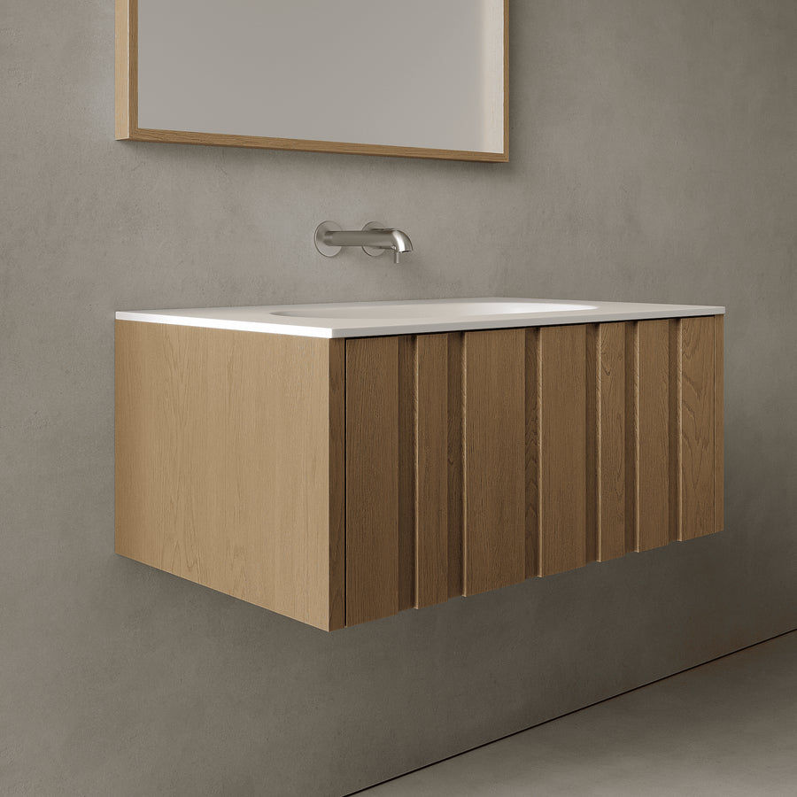 Lucen Real Oak 800mm Vanity Unit - Single Drawer with Single Basin