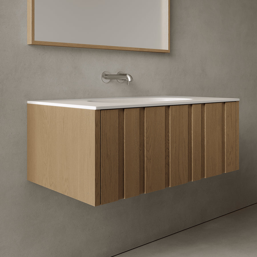 Lucen Real Oak 900mm Vanity Unit - Single Drawer with Single Basin