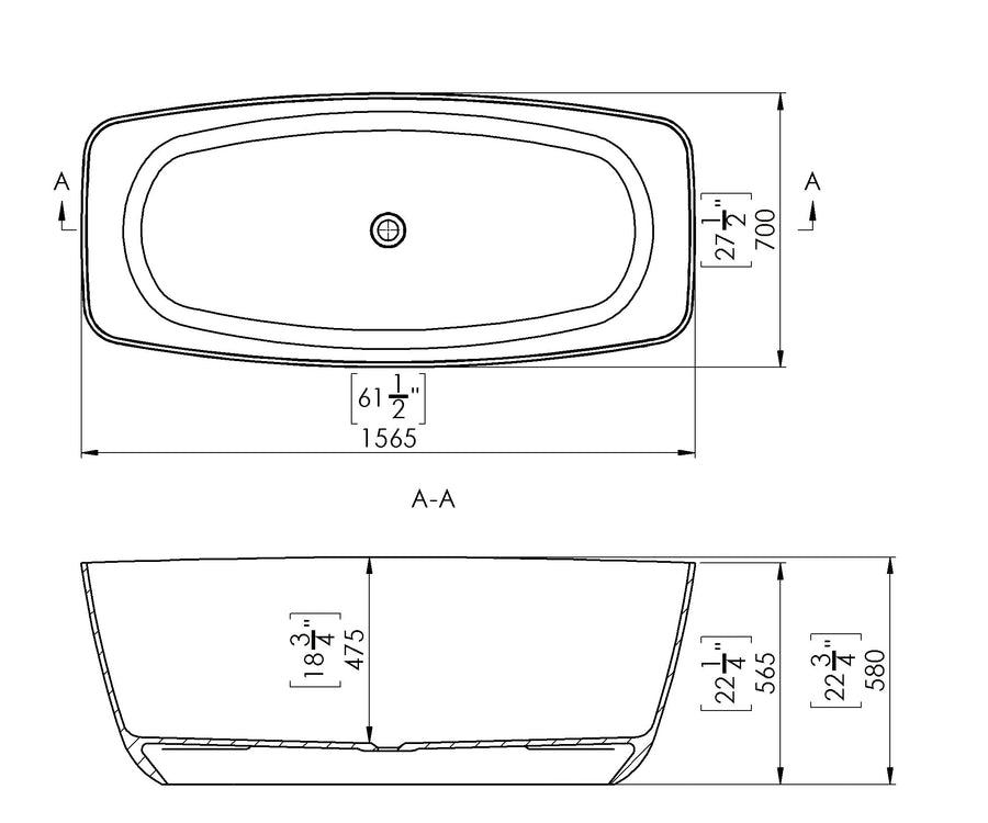 Seno Freestanding Stone Bath 1600 (White)