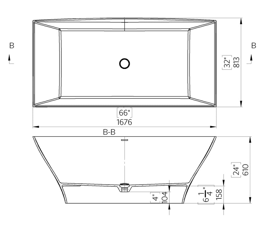 Cuadrato Freestanding Stone Bath 1680