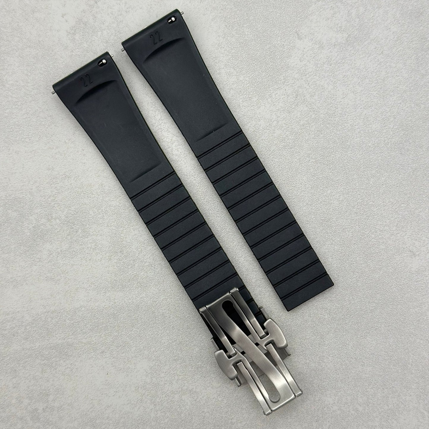 The Lisbon: Jet Black FKM Rubber CTS Watch Strap
